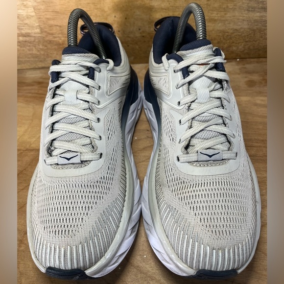 Hoka One One Bondi 7 CUSHIONED Womens Size 7 Running Shoes Sneakers Gray Blue - Picture 3 of 12